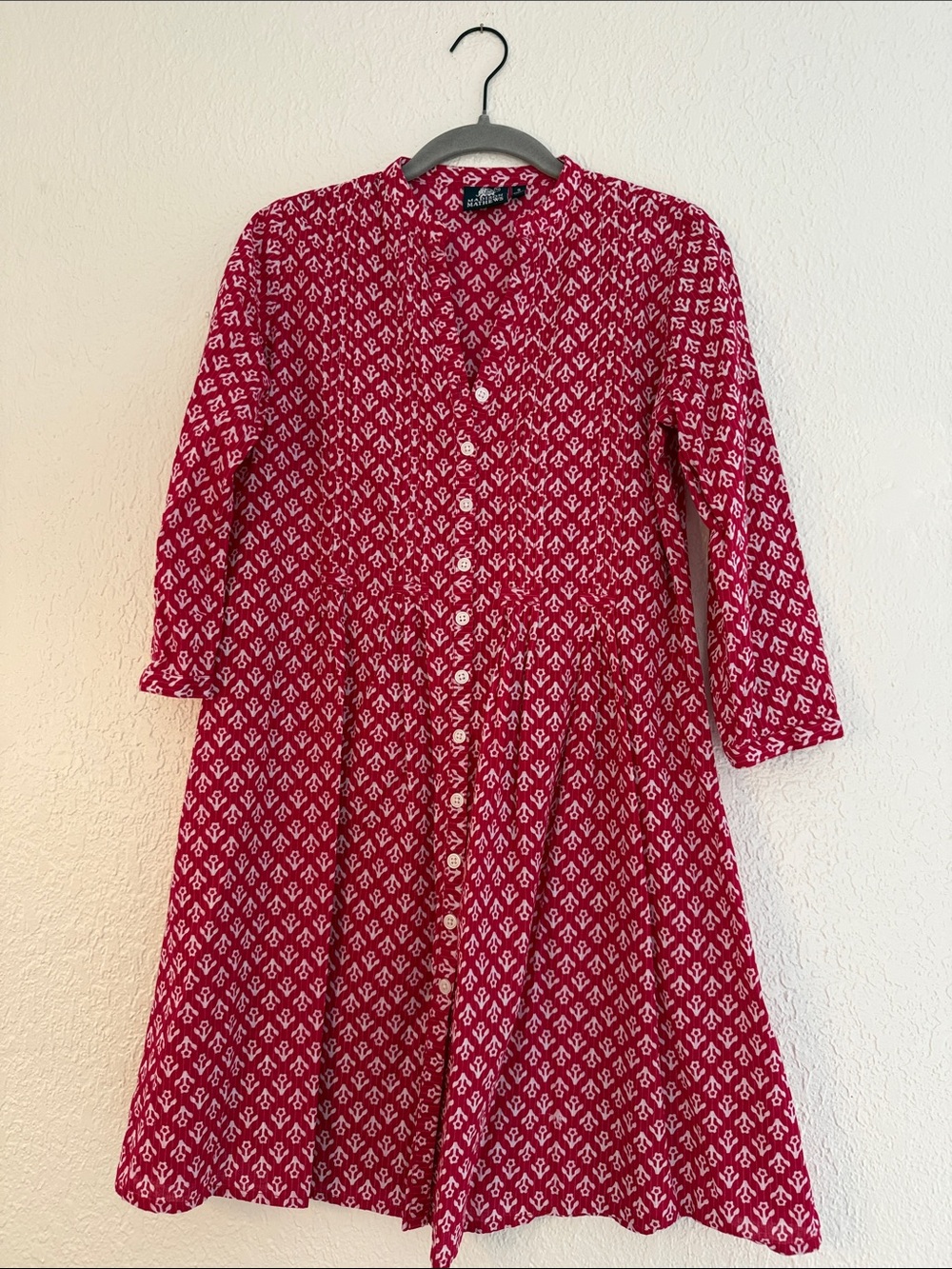 Madison Mathews Fushcia Print Button-Front Dress – Size Small